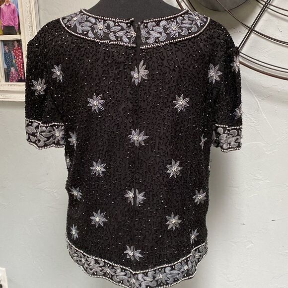 Cote d’ Azur Black Sequined Cocktail Top Size XL Formal wear - Picture 8 of 12
